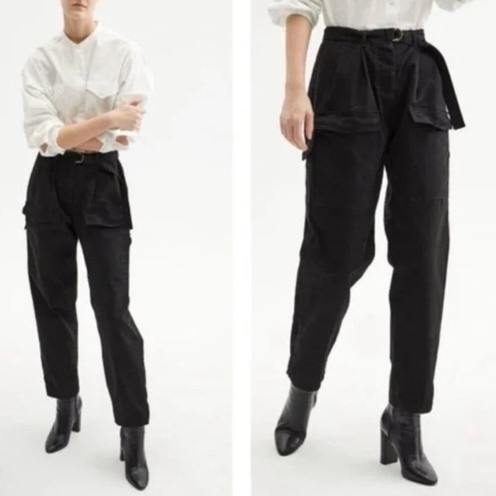 Nili Lotan Deklan High Rise Cargo Pants Size 4 Black